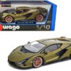 Lamborghini Sian FKP 37 Matt Green Metallic with Copper Wheels 1/18 Diecast Model Car by Bburago