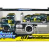 1950 Ford COE Flatbed Truck #61 and 1966 Ford GT40 MK II #61 Green Metallic with Yellow Stripes “Muscle Transports” Series 1/64 Diecast Model Cars by Muscle Machines