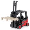 Linde E35 Forklift Truck Red with Black Top with Pallet Accessory Diecast Model by Siku