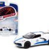 2020 Chevrolet Corvette C8 Stingray #145 White with Blue Stripes “Greenlight Muscle” Series 25 1/64 Diecast Model Car by Greenlight