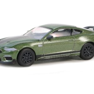 2022 Ford Mustang Mach 1 Eruption Green Metallic with Black Stripes “GreenLight Muscle” Series 28 1/64 Diecast Model Car by Greenlight