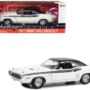 1971 Dodge Challenger R/T Bright White with Black Stripes and Top 1/18 Diecast Model Car by Greenlight