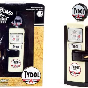 1948 Wayne 100-A Gas Pump “Tydol Flying Gasoline” Black and Cream “Vintage Gas Pumps” Series 9 1/18 Diecast Model by Greenlight