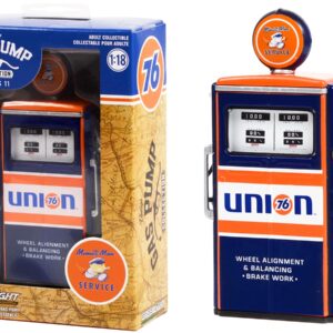 1954 Tokheim 350 Twin Gas Pump “Union 76 Minute Man Service” Dark Blue and Orange “Vintage Gas Pumps” Series 11 1/18 Diecast Model by Greenlight