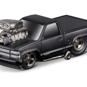 1993 Chevrolet 454 SS Pickup Truck Matt Black “Blackout Edition” 1/64 Diecast Model by Muscle Machines