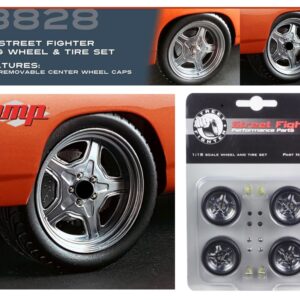 Street Fighter Mag Wheel and Tire Set of 4 pieces from “1970 Plymouth RoadRunner “The Hammer” “Fast & Furious” Movie 1/18 by GMP