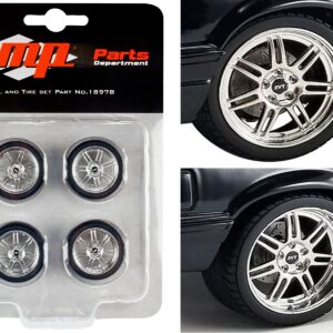 Custom SVT 7-Spoke Wheel & Tire Set of 4 pieces from “1990 Ford Mustang 5.0 Custom” 1/18 Scale Model by GMP