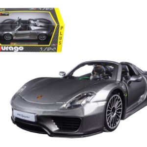 Porsche 918 Spyder Gray Metallic 1/24 Diecast Model Car by Bburago