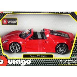 Porsche 918 Spyder Convertible Red 1/24 Diecast Model Car by Bburago