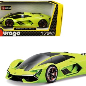 Lamborghini Terzo Millennio Lime Green with Black Top and Carbon Accents 1/24 Diecast Model Car by Bburago