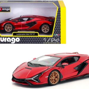 Lamborghini Sian FKP 37 Candy Red with Copper Wheels 1/24 Diecast Model Car by Bburago