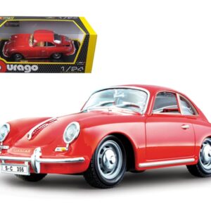 1961 Porsche 356 B Coupe Red 1/24 Diecast Model Car by Bburago