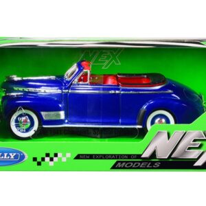 1941 Chevrolet Special Deluxe Convertible Blue Metallic with Red Interior “NEX Models” 1/24 Diecast Model Car by Welly