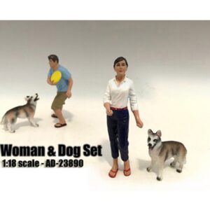 Woman and Dog 2 Piece Figure Set For 1:18 Scale Models by American Diorama