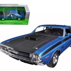 1970 Dodge Challenger T/A Blue Metallic with Black Hood and Black Stripes “NEX Models” 1/24 Diecast Model Car by Welly