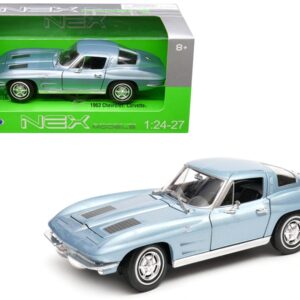 1963 Chevrolet Corvette Light Blue Metallic 1/24-1/27 Diecast Model Car by Welly