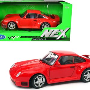 Porsche 959 Red with Silver Wheels “NEX Models” 1/24 Diecast Model Car by Welly