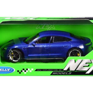 Porsche Taycan Turbo S Blue Metallic “NEX Models” 1/24 Diecast Model Car by Welly