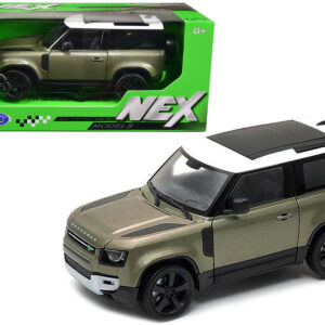 2020 Land Rover Defender Green Metallic with White Top “NEX Models” 1/26 Diecast Model Car by Welly