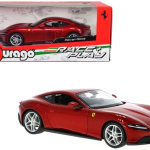 Ferrari Roma Red Metallic “Race + Play” Series 1/24 Diecast Model Car by Bburago