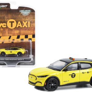 2022 Ford Mustang Mach-E Yellow with Black Top “NYC Taxi” “Hobby Exclusive” Series 1/64 Diecast Model Car by Greenlight