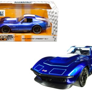 1969 Chevrolet Corvette Stingray ZL-21 Blue with White Stripe “Bigtime Muscle” 1/24 Diecast Model Car by Jada