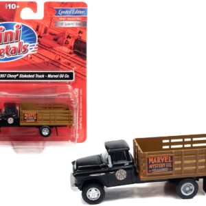 1957 Chevrolet Stakebed Truck Matt Black “Marvel Mystery Oil Co.” 1/87 (HO) Scale Model Car by Classic Metal Works