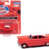 1955 Ford 4-Door Sedan Torch Red with White Top 1/87 (HO) Scale Model Car by Classic Metal Works