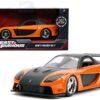 Han’s Mazda RX-7 RHD (Right Hand Drive) Orange Metallic and Black “Fast & Furious” Movie 1/32 Diecast Model Car by Jada