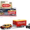 2016 Ford Explorer “Emerald Bay Beach Patrol Lifeguard” Yellow and Red with 2013 Jeep Wrangler Rubicon Gray and Enclosed Car Hauler “Baywatch” (2017) Movie “Hollywood Hitch & Tow” Series 11 1/64 Diecast Model Cars by Greenlight