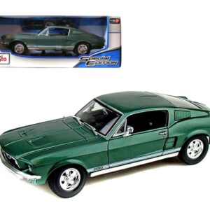 1967 Ford Mustang GTA Fastback Green Metallic with White Stripes 1/18 Diecast Model Car by Maisto