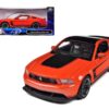 2012 Ford Mustang Boss 302 Orange and Black 1/24 Diecast Model Car by Maisto