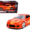 Orange Julius’ Mazda RX-7 Orange Metallic with Graphics “Fast & Furious” Series 1/32 Diecast Model Car by Jada