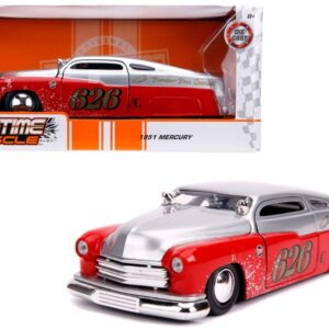 1951 Mercury Silver and Red #626 “Holley” “Bomber Bros Special” “Bigtime Muscle” 1/24 Diecast Model Car by Jada