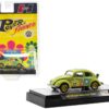 1953 Volkswagen Beetle Deluxe U.S.A. Model Lime Green Metallic with Graphics “Hurst Power Flowers” Limited Edition to 7150 pieces Worldwide 1/64 Diecast Model Car by M2 Machines