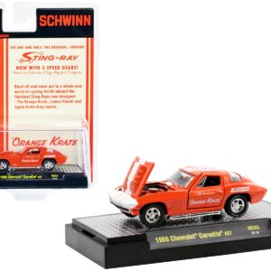 1966 Chevrolet Corvette 427 #68 Orange with White Stripes and Graphics “Schwinn Orange Krate” Limited Edition to 4400 pieces Worldwide 1/64 Diecast Model Car by M2 Machines