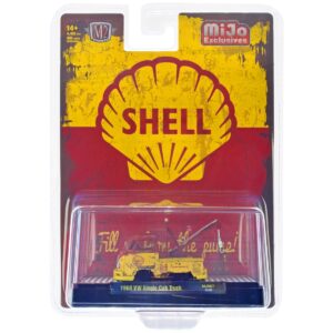 1960 Volkswagen Single Cab Tow Truck Yellow and Red (Weathered) “Shell Oil” Limited Edition to 4400 pieces Worldwide 1/64 Diecast Model by M2 Machines