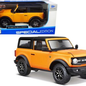 2021 Ford Bronco Badlands Orange Metallic with Black Top “Special Edition” 1/24 Diecast Model Car by Maisto