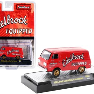 1964 Ford Econoline Van Gasser Bright Red “Edelbrock Equipped” Limited Edition to 4620 pieces Worldwide 1/64 Diecast Model Car by M2 Machines