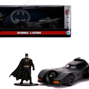 1989 Batmobile with Diecast Batman Figurine “Batman” (1989) Movie “DC Comics” “Hollywood Rides” Series 1/32 Diecast Model Car by Jada