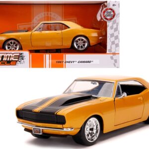 1967 Chevrolet Camaro Orange Metallic with Black Stripes “Bigtime Muscle” 1/24 Diecast Model Car by Jada