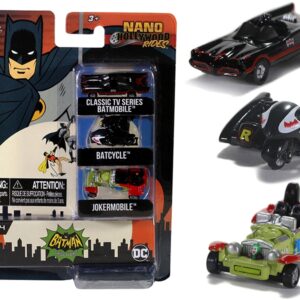 “Batman” (1966-1968) Classic TV Series 3 piece Set “Nano Hollywood Rides” Diecast Models by Jada