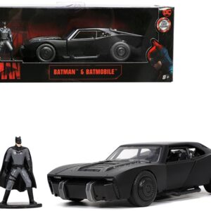 Batmobile Matt Black with Batman Diecast Figurine “The Batman” (2022) Movie “DC Comics” 1/32 Diecast Model Car by Jada