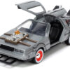 DeLorean DMC (Time Machine) Brushed Metal “Back to the Future Part III” (1990) Movie “Hollywood Rides” Series 1/32 Diecast Model Car by Jada