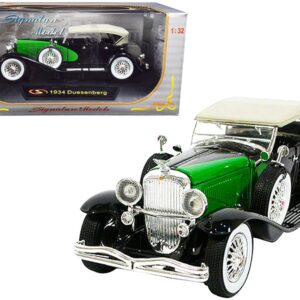 1934 Duesenberg Black and Green 1/32 Diecast Model Car by Signature Models