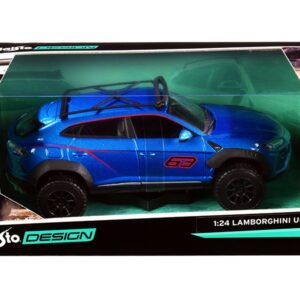 Lamborghini Urus #63 with Roof Rack Blue Metallic “Off-Road” Series 1/24 Diecast Model Car by Maisto