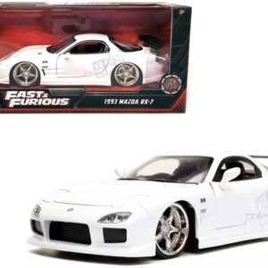 1993 Mazda RX-7 “HKS” White “Fast & Furious” Movie 1/24 Diecast Model Car by Jada