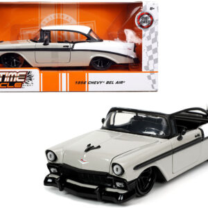 1956 Chevrolet Bel Air Gray and White “Bigtime Muscle” 1/24 Diecast Model Car by Jada