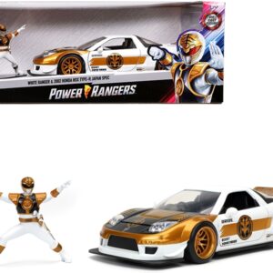 2002 Honda NSX Type-R Japan Spec RHD (Right Hand Drive) and White Ranger Diecast Figurine “Power Rangers” 1/24 Diecast Model Car by Jada