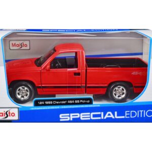 1993 Chevrolet 454 SS Pickup Truck Red 1/24 Diecast Model Car by Maisto